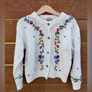 Vintage 1996 Badge Hand Knit Sweater Cardigan 4T floral